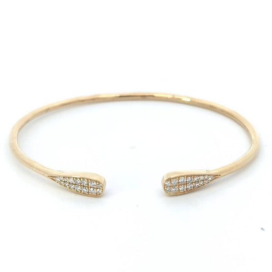 Open Cuff Diamond bangle In 18k Yellow Gold.