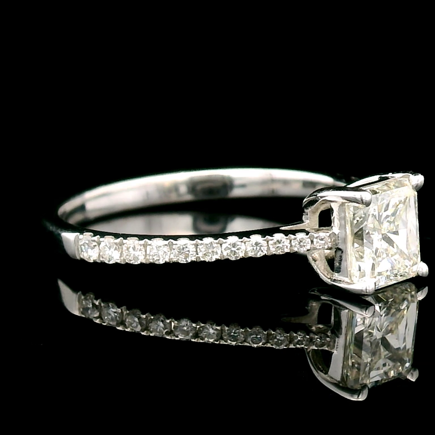 1.01 Carat Radiant-Cut Diamond Engagement Ring With Diamond Band In 18K Gold