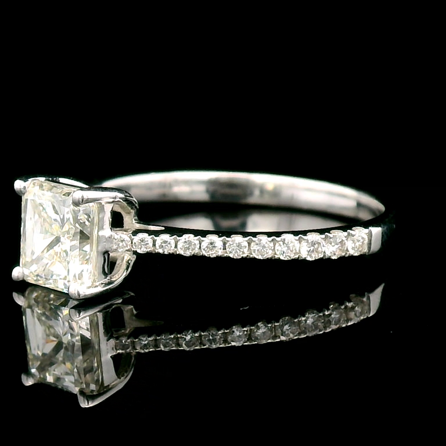 1.01 Carat Radiant-Cut Diamond Engagement Ring With Diamond Band In 18K Gold