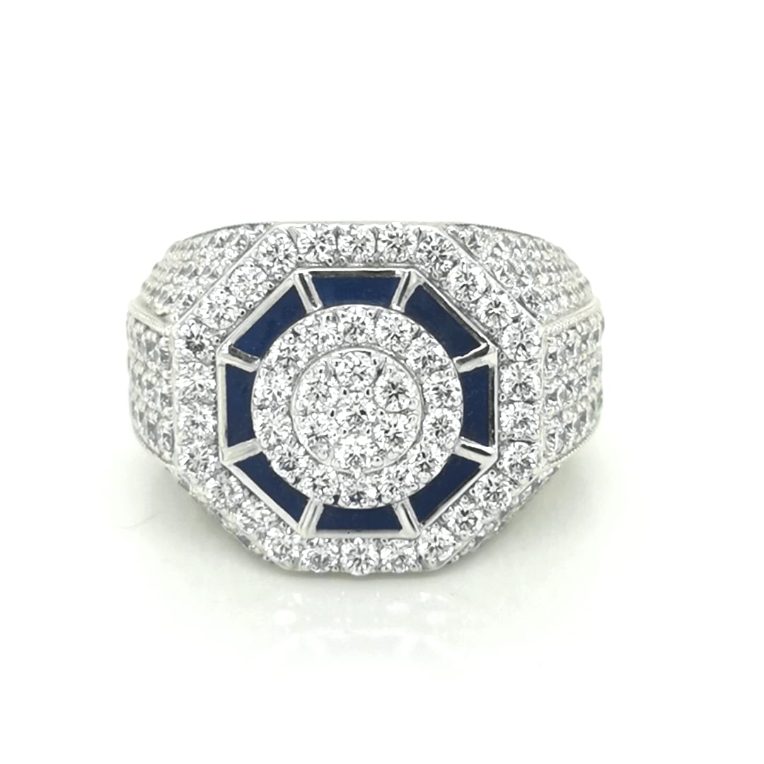 Show Your Style With This Stunning Diamond Ring Crafted In Lustrous 18k White Gold. Featuring 197 Sparkling Diamonds, The Ring Boasts A Total Carat Weight Of 3.75 Carats. Impeccable Design And Superior Craftsmanship Come Together In This Exquisite Piece. Get A Grip Of The Glamour And Light Up The Room!