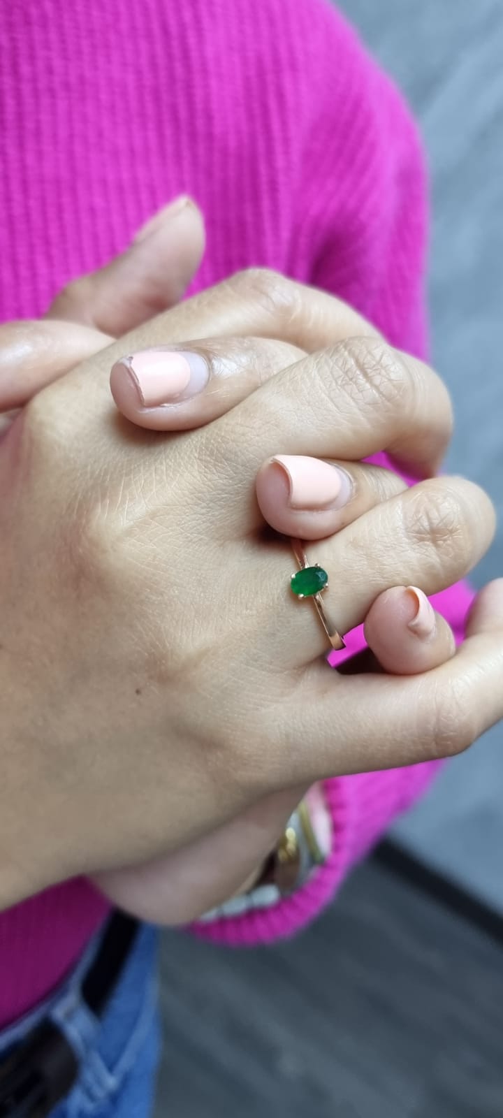 18K Rose Gold Solitaire Oval Green Emerald Birthstone Ring for Women | 0.35 Carat | Comes with Gift Box