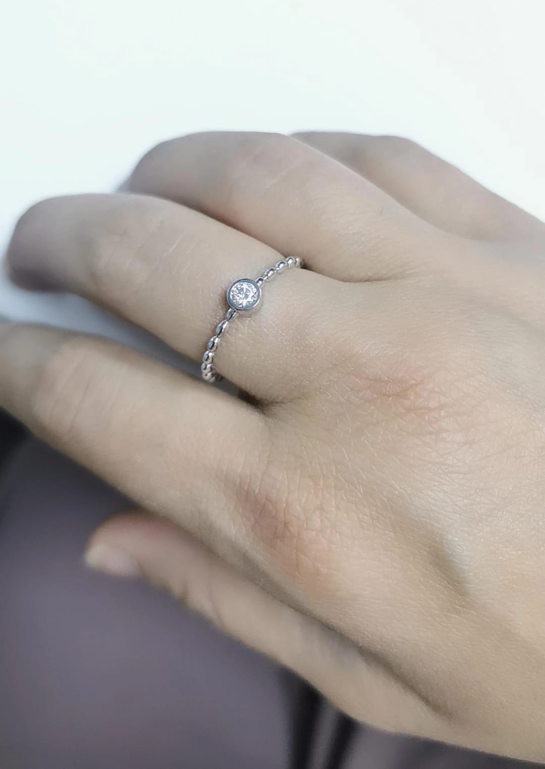 Solitaire Diamond Ring In 18k White Gold.