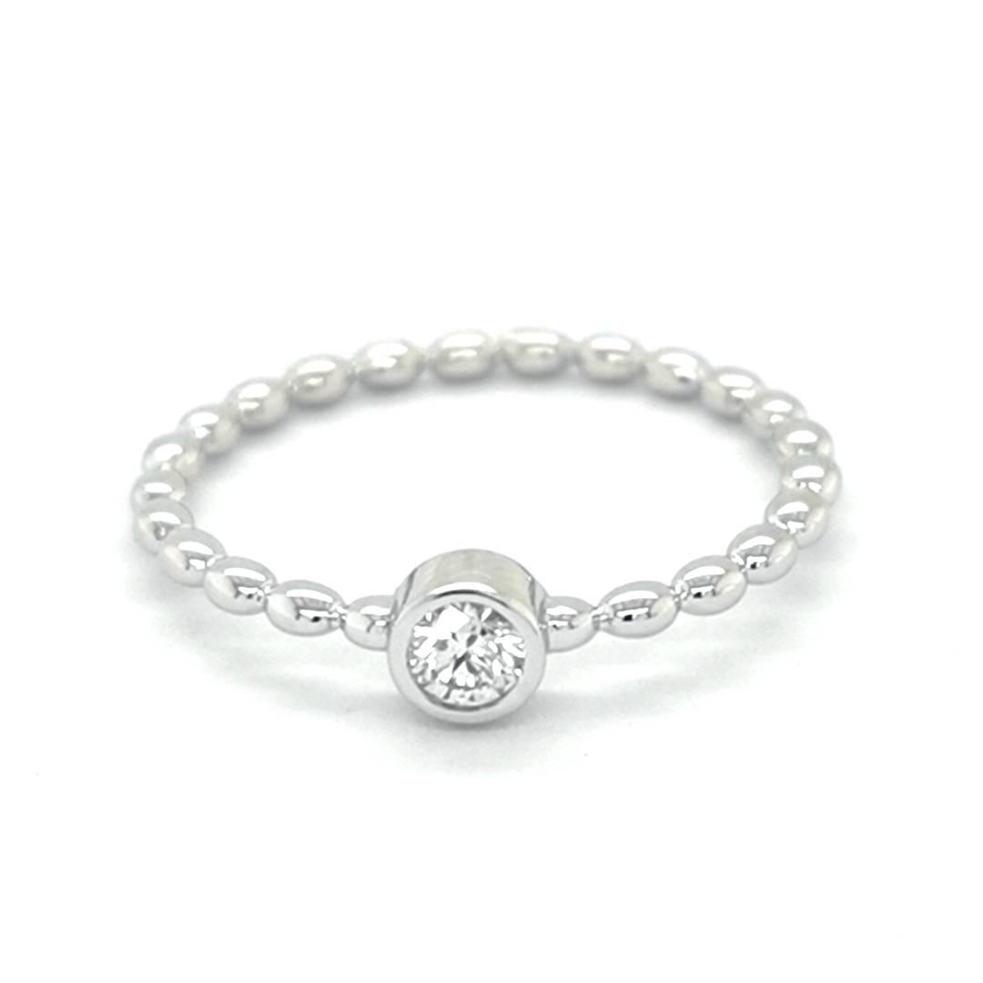 Solitaire Diamond Ring In 18k White Gold.