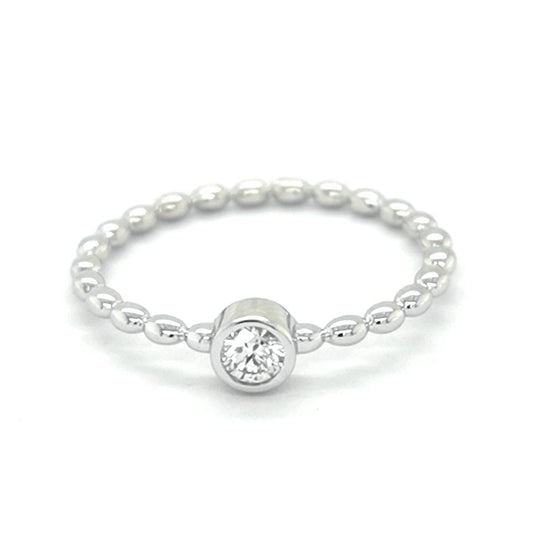 Solitaire Diamond Ring In 18k White Gold.