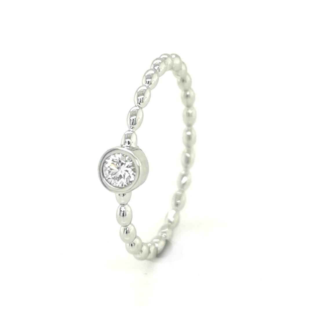 Solitaire Diamond Ring In 18k White Gold.