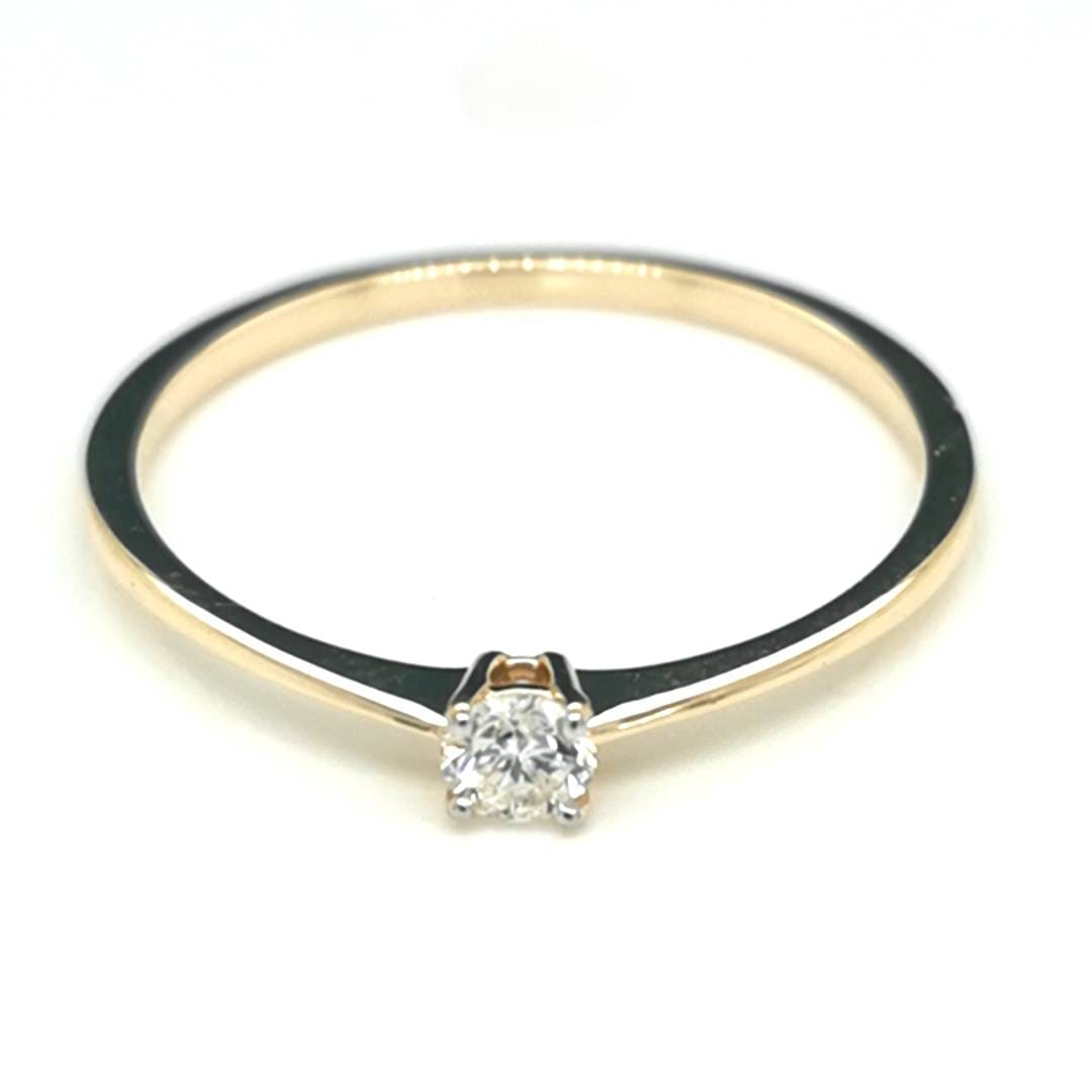 Solitaire Diamond Ring In 18k Yellow Gold.