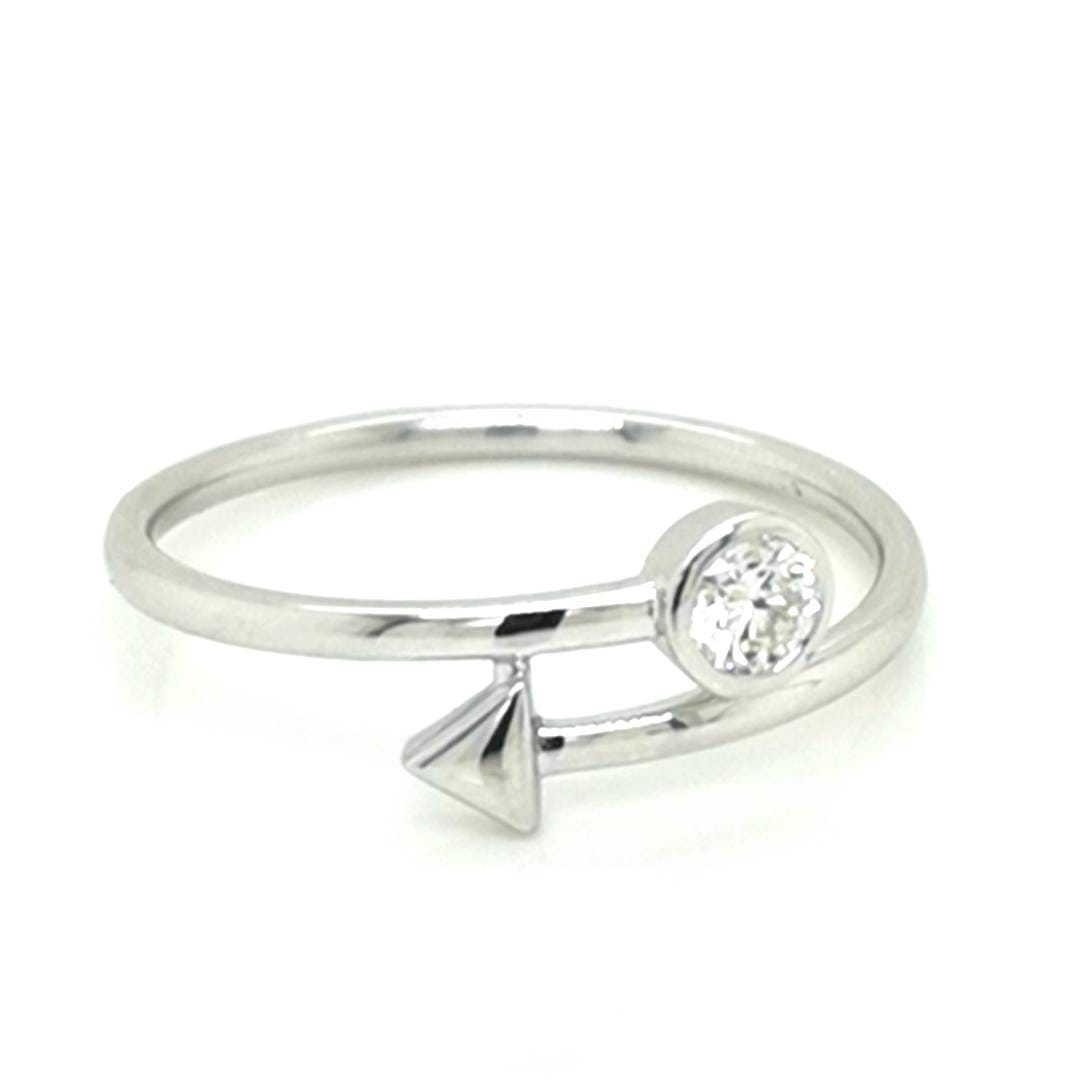 Arrow Diamond Ring In 18k White Gold.