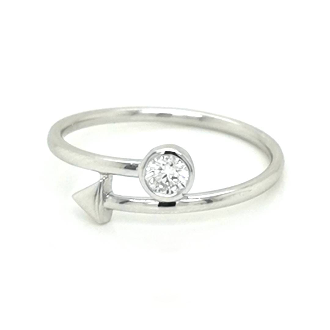 Arrow Diamond Ring In 18k White Gold.