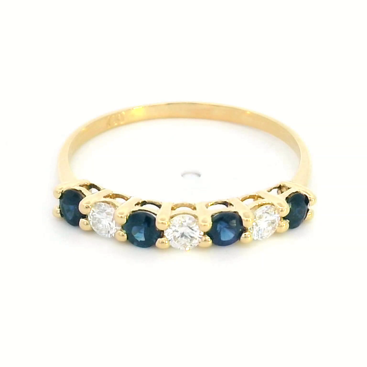 Classic 18K Gold Sapphire and Diamond Eternity Ring (0.42ct Sapphires | 0.24ct Diamonds)