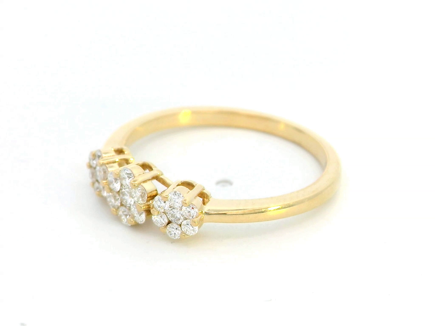 18k Gold Triple Cluster Diamond Ring – 0.37 Carat Total Weight