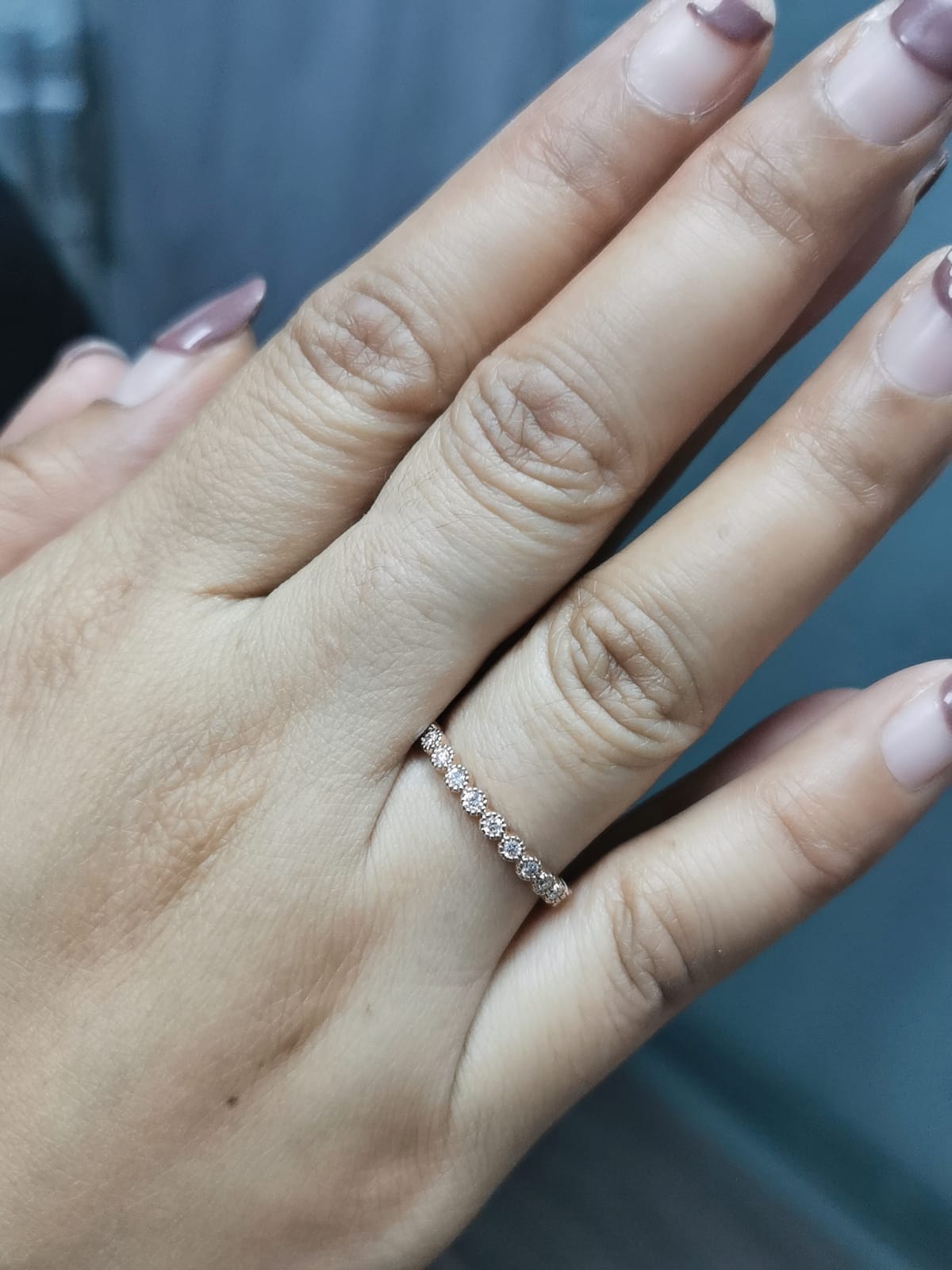 18k Rose Gold Diamond Wedding Band – 0.23ct Stackable Half Eternity Ring
