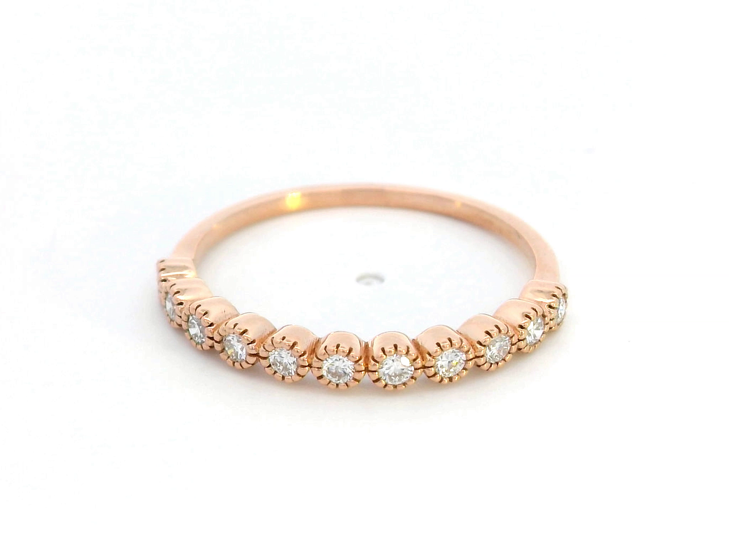 18k Rose Gold Diamond Wedding Band – 0.23ct Stackable Half Eternity Ring