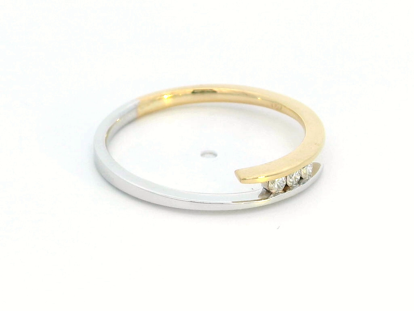 18K Two-Tone Gold Trilogy Diamond Ring - 0.09 Carat Minimalist Design