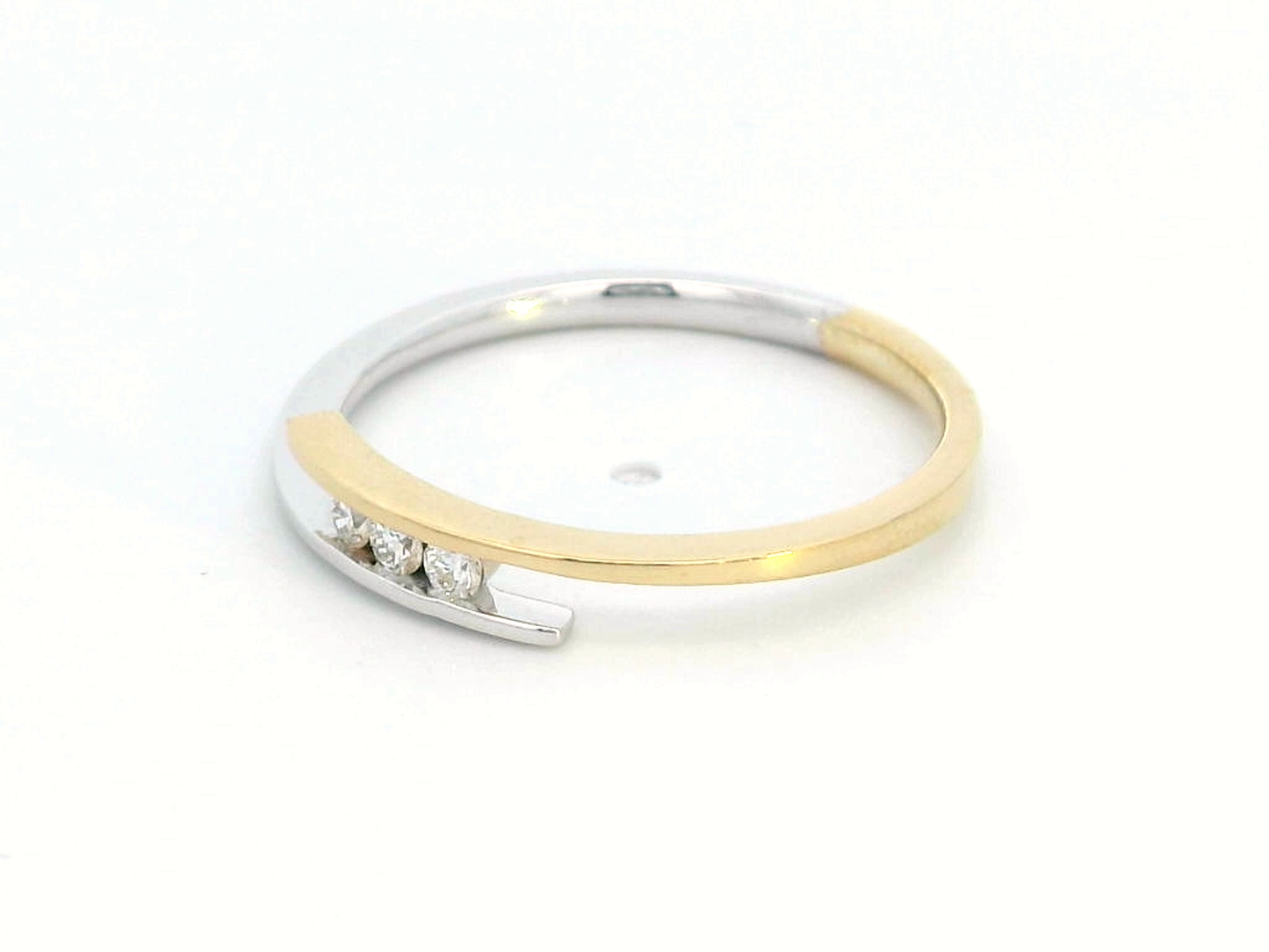 18K Two-Tone Gold Trilogy Diamond Ring - 0.09 Carat Minimalist Design