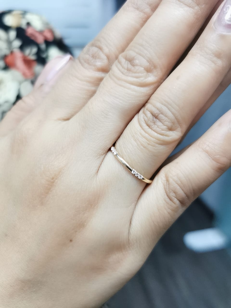 18k Yellow Gold Diamond Ring with 0.16 Carats - Minimalist Design