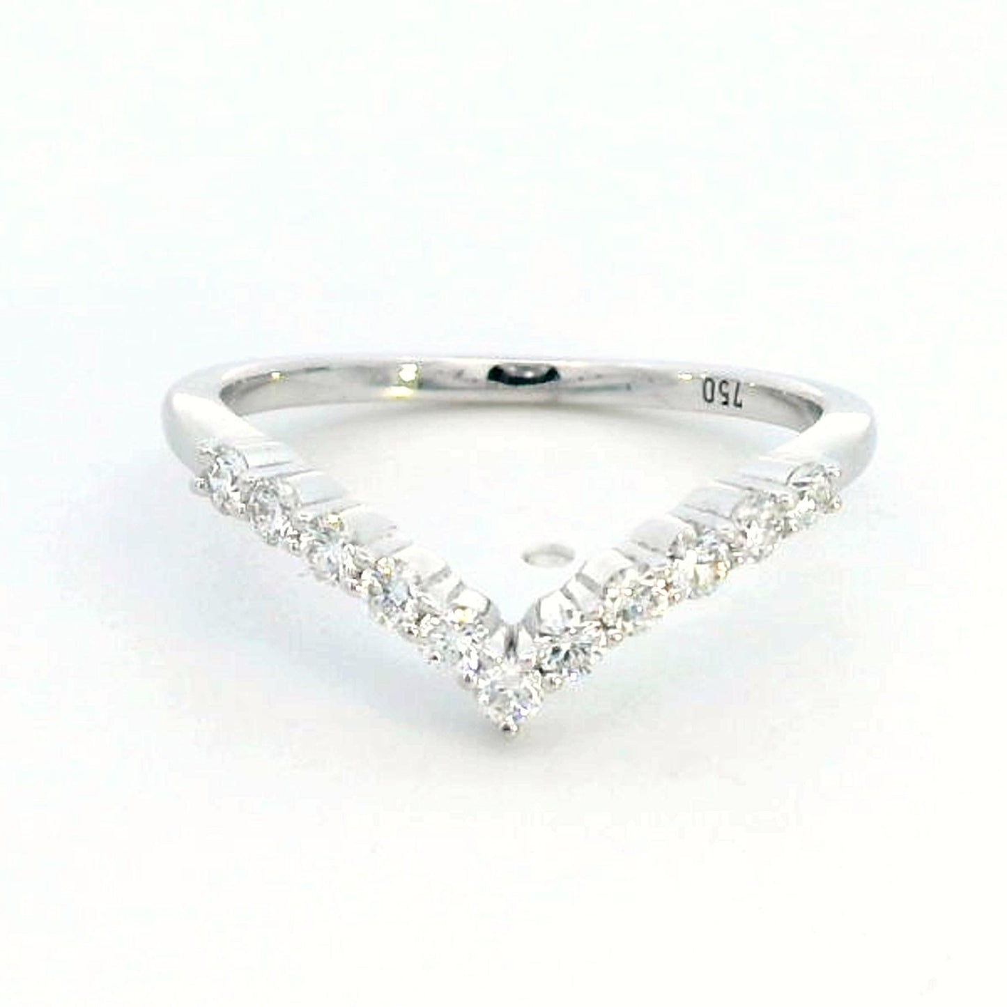 18K Gold Wishbone Diamond Ring V-Shaped Chevron Band with 0.36 Carat Round Diamonds