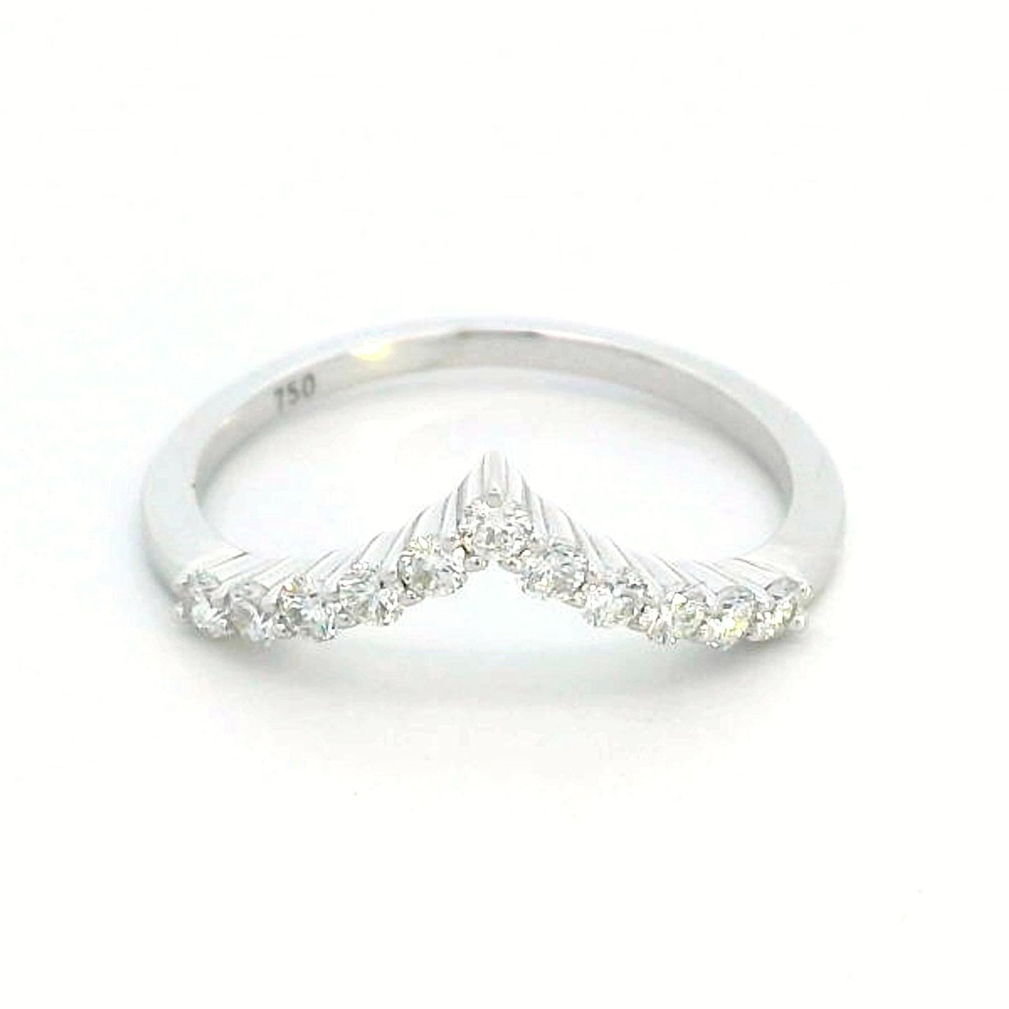 18K Gold Wishbone Diamond Ring V-Shaped Chevron Band with 0.36 Carat Round Diamonds