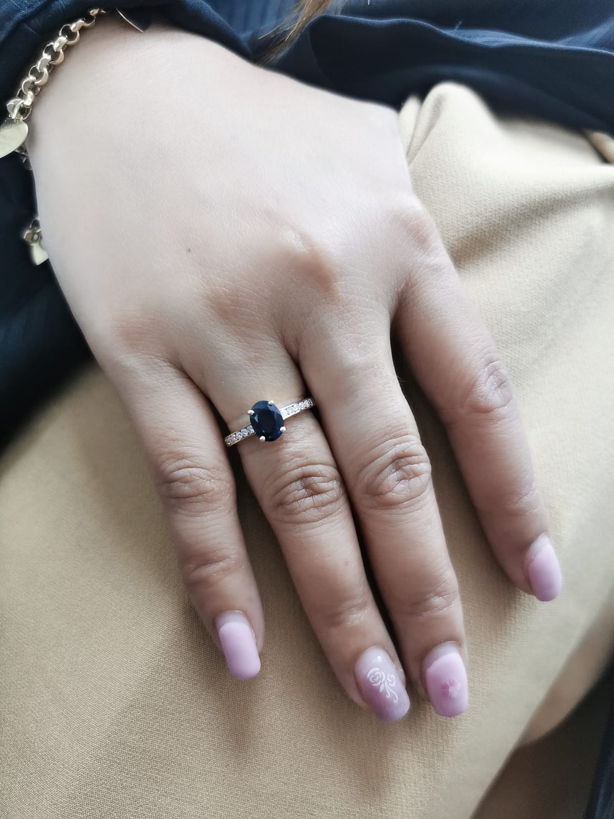 18K Yellow Gold Oval Sapphire Ring with Channel-Set Diamonds –