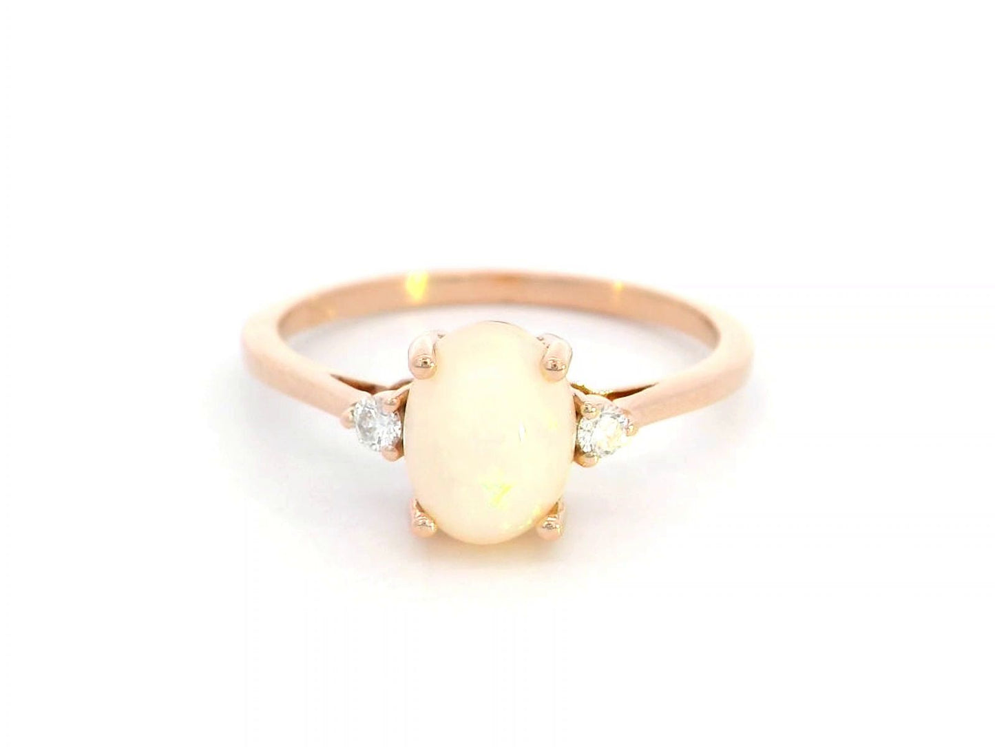 Exquisite 0.89 Carat Opal Ring with Diamond Accents – Elegant Birthstone Jewelry in 18k Rose Gold