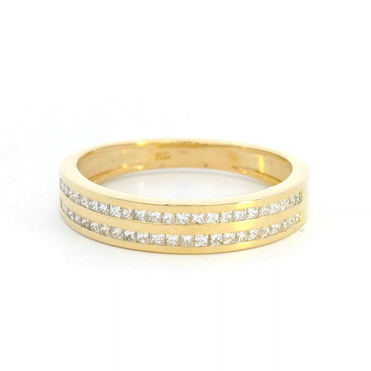 18K Yellow Gold Princess Cut Diamond Band – 0.43 Carats | Wedding & Eternity Ring