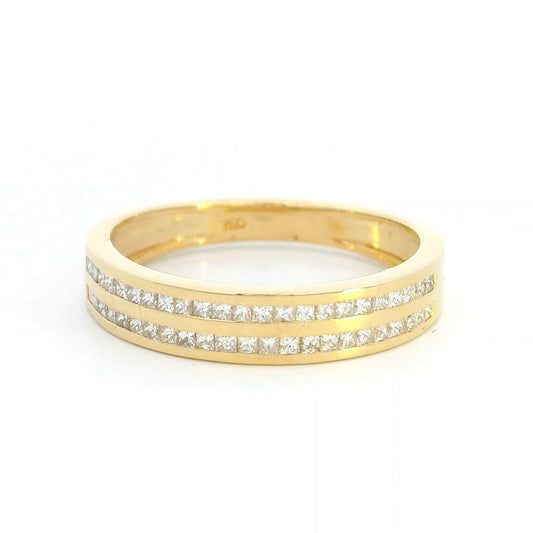 18K Yellow Gold Princess Cut Diamond Band – 0.43 Carats | Wedding & Eternity Ring