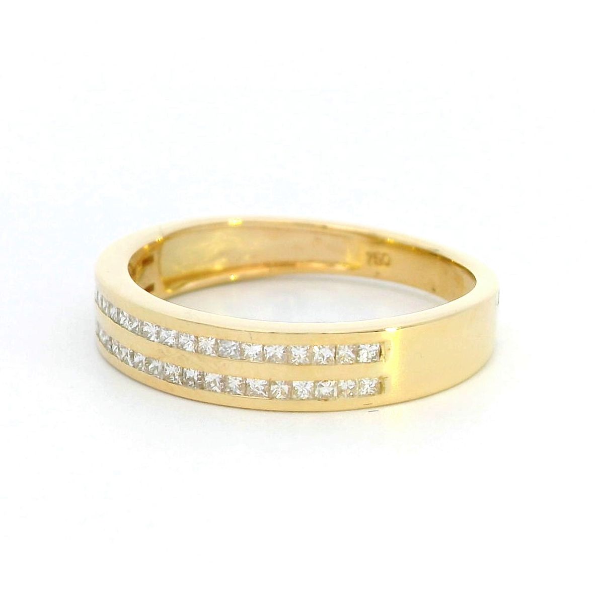 18K Yellow Gold Princess Cut Diamond Band – 0.43 Carats | Wedding & Eternity Ring