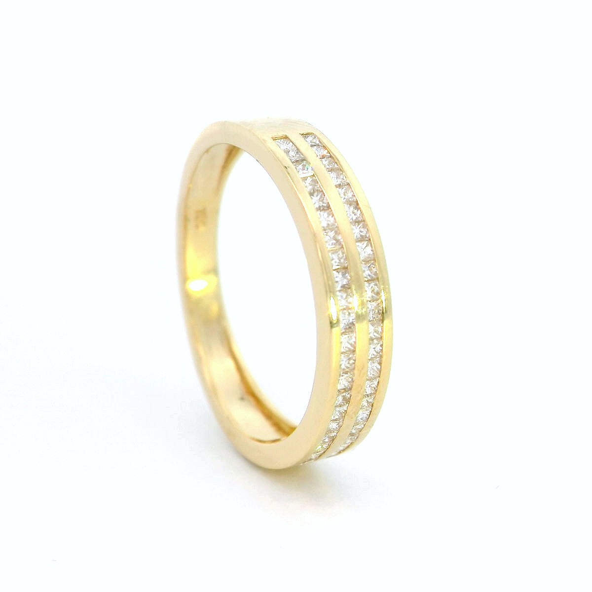 18K Yellow Gold Princess Cut Diamond Band – 0.43 Carats | Wedding & Eternity Ring