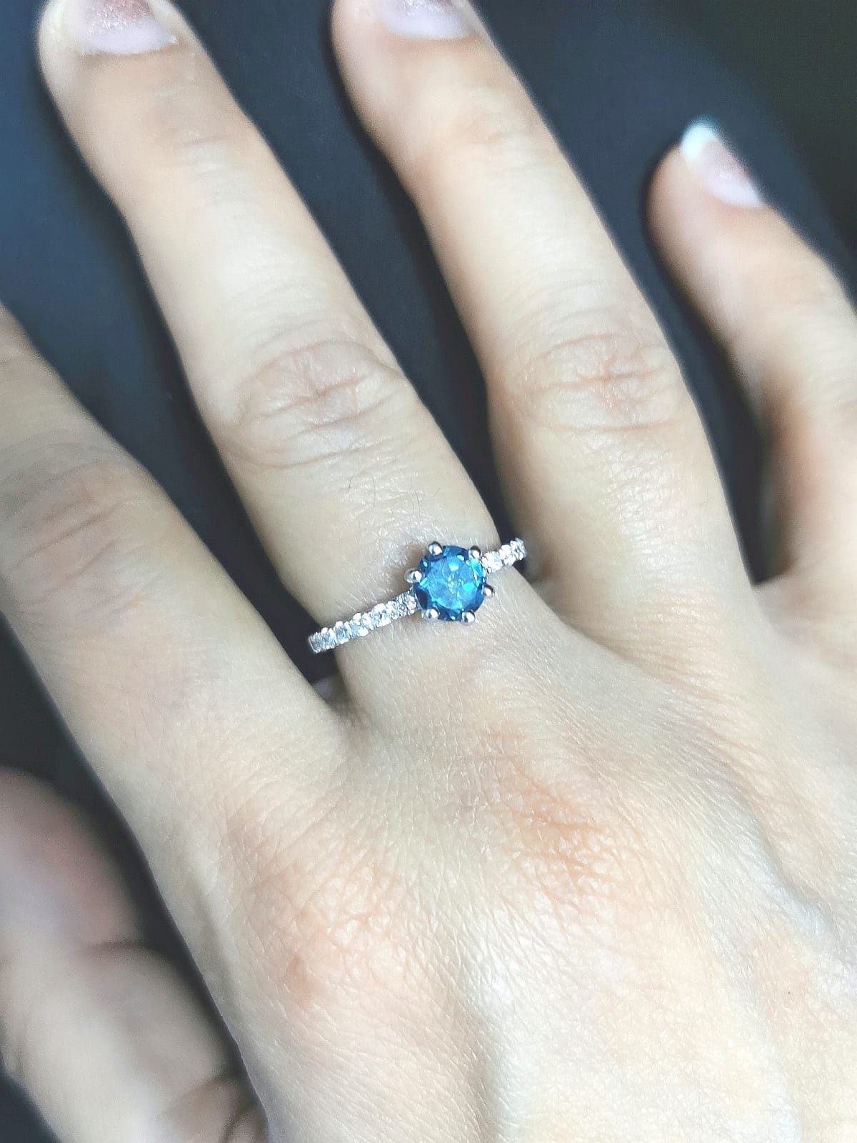 18K White Gold London Blue Topaz and Diamond Ring – 0.96ct London Blue Topaz