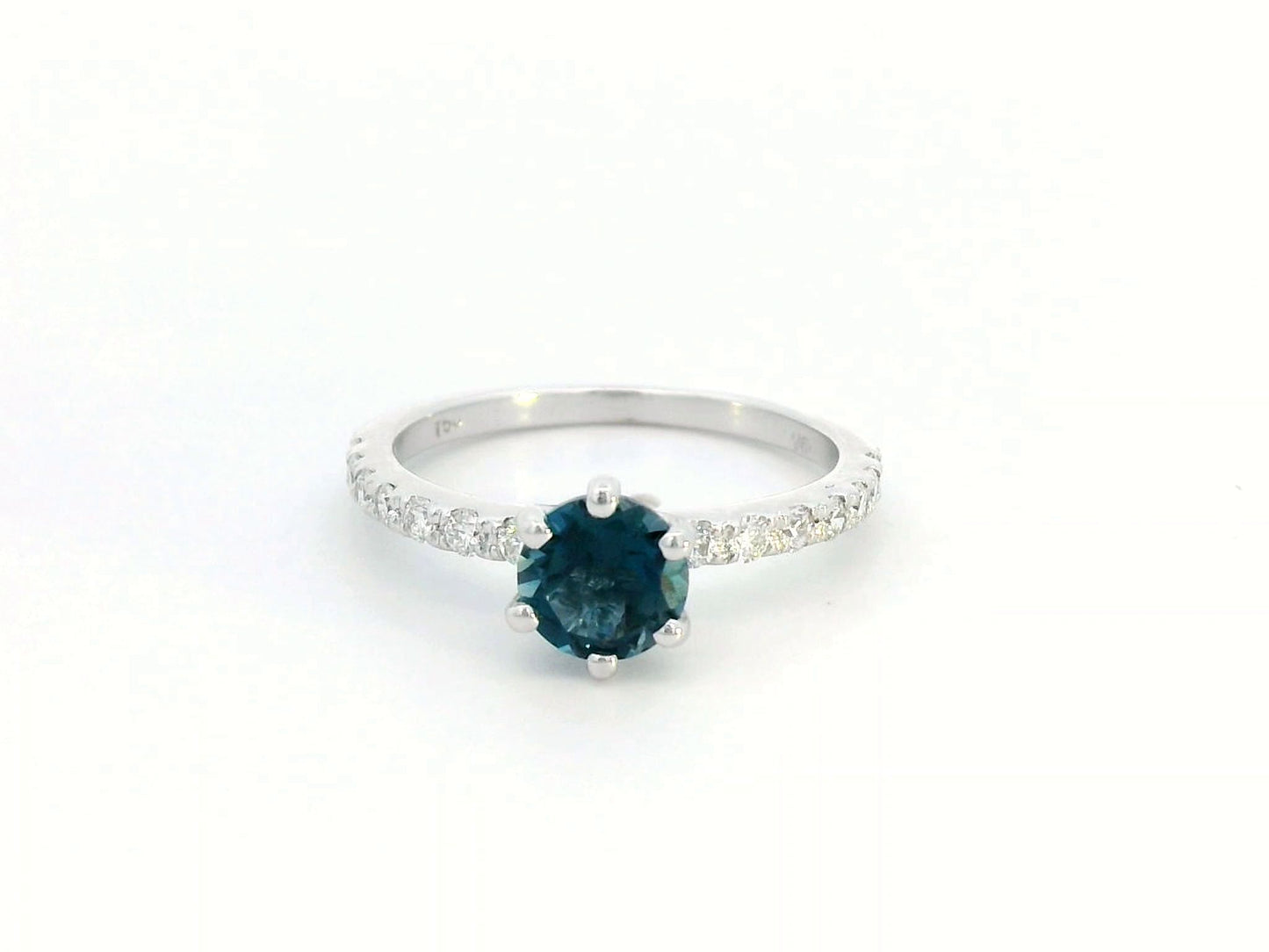 18K White Gold London Blue Topaz and Diamond Ring – 0.96ct London Blue Topaz
