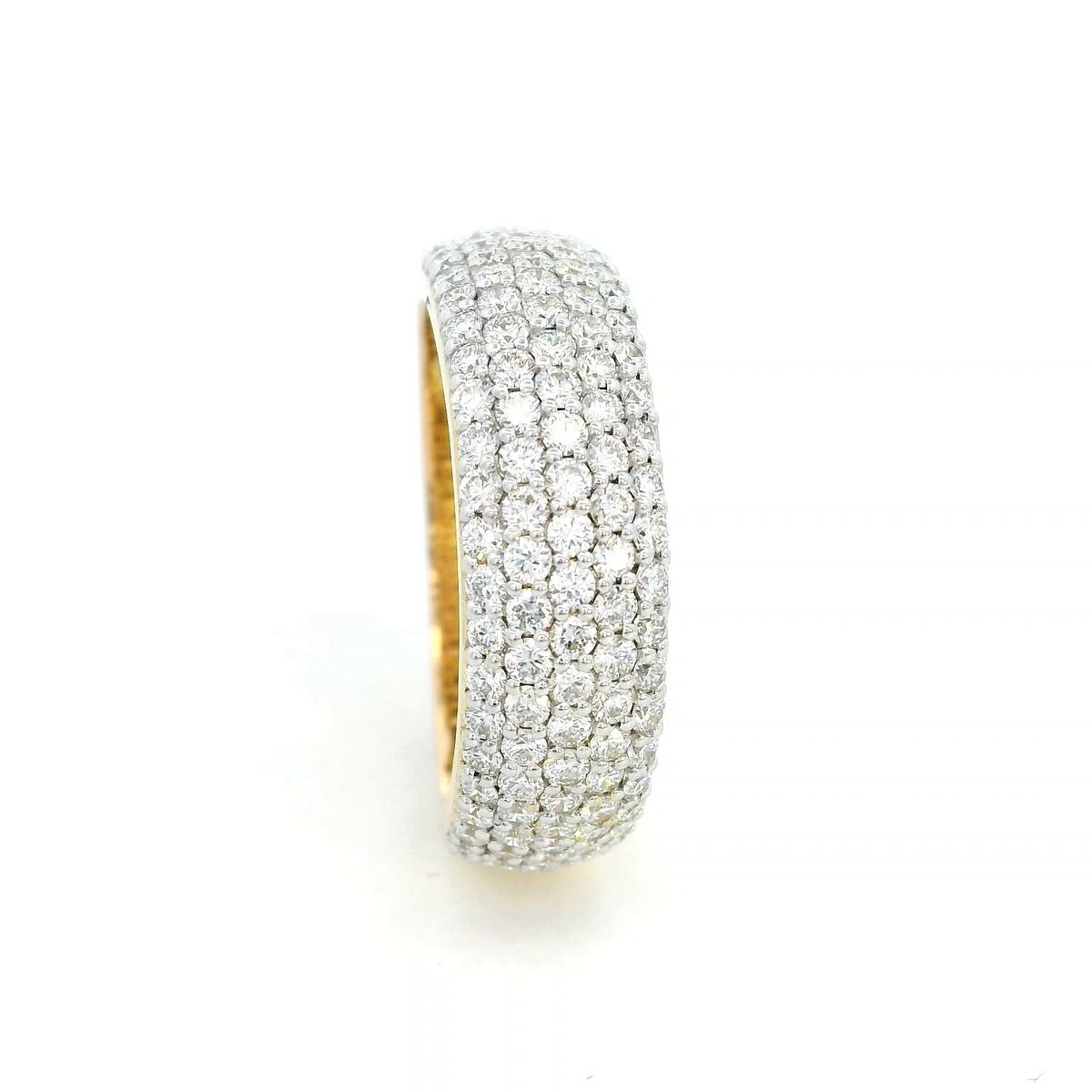 18K Yellow Gold Wide Band Pavé Diamond Ring – 1.27 Carats of Luxury Brilliance