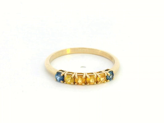 18K Gold Sapphire Half-Eternity Ring – 0.53 Carats of Yellow & Blue Sapphires