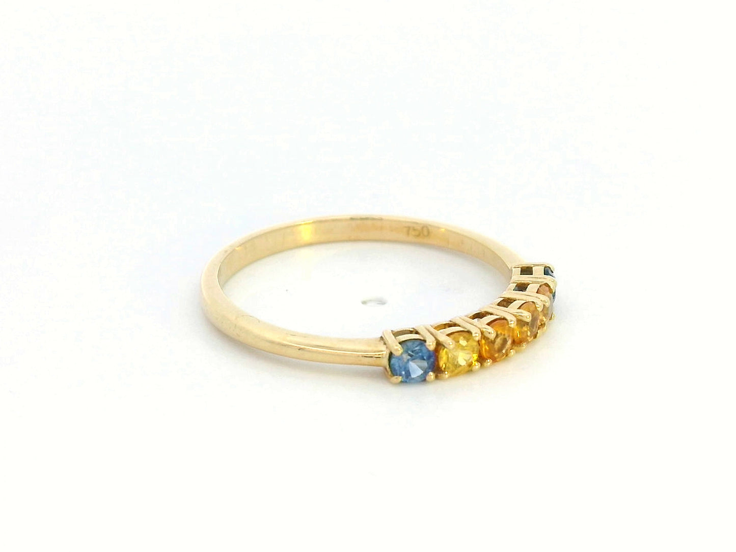 18K Gold Sapphire Half-Eternity Ring – 0.53 Carats of Yellow & Blue Sapphires