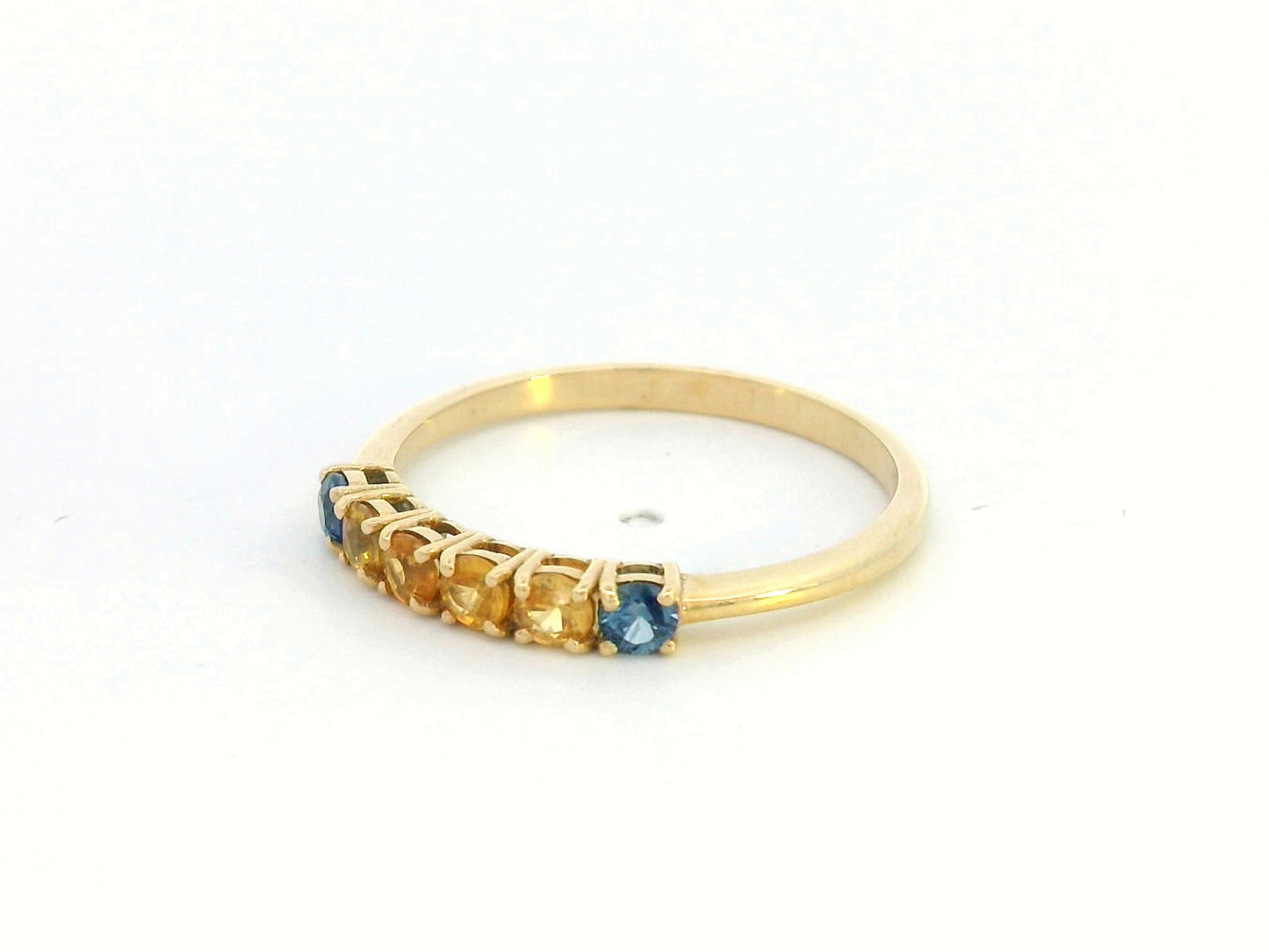 18K Gold Sapphire Half-Eternity Ring – 0.53 Carats of Yellow & Blue Sapphires