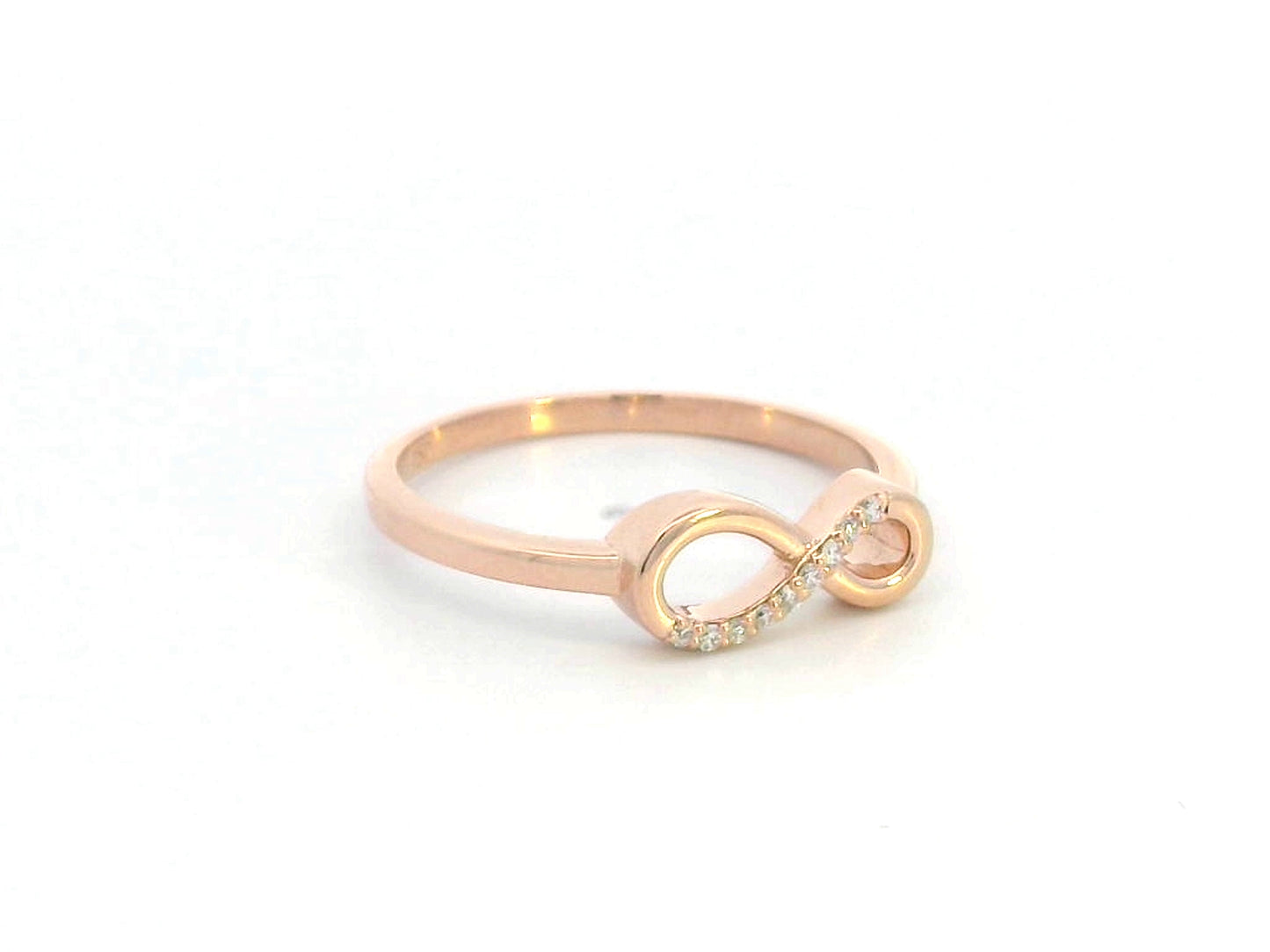 18K Rose Gold Infinity Diamond Ring with 0.04ct Diamonds – Minimalist Jewelry, Elegant Promise Ring, Perfect Gift for Her