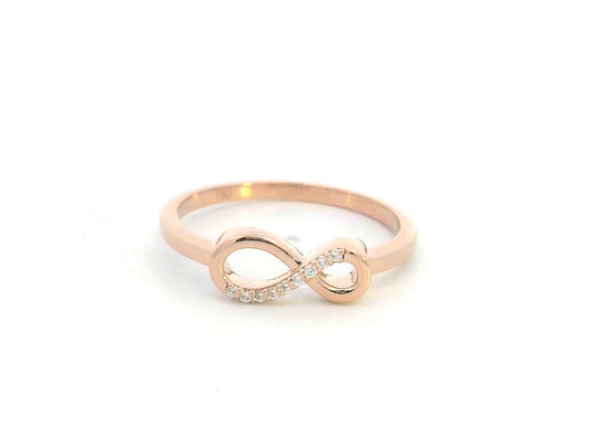 18K Rose Gold Infinity Diamond Ring with 0.04ct Diamonds – Minimalist Jewelry, Elegant Promise Ring, Perfect Gift for Her