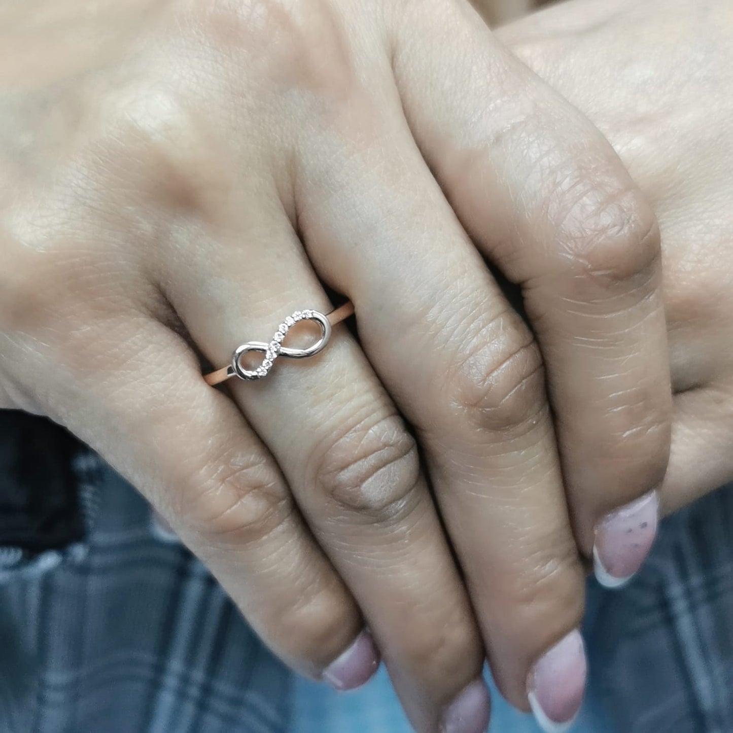 18K Rose Gold Infinity Diamond Ring with 0.04ct Diamonds – Minimalist Jewelry, Elegant Promise Ring, Perfect Gift for Her
