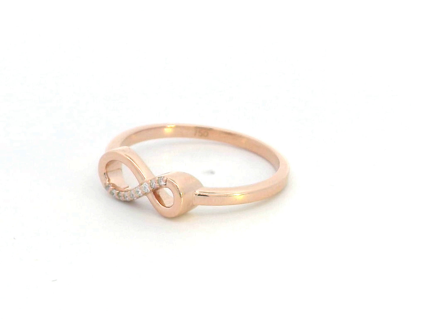 18K Rose Gold Infinity Diamond Ring with 0.04ct Diamonds – Minimalist Jewelry, Elegant Promise Ring, Perfect Gift for Her