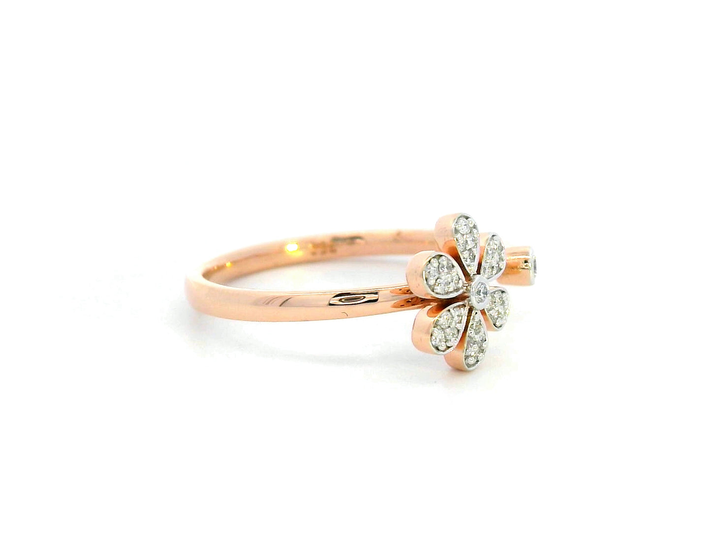 18K Rose Gold Diamond Flower Open Ring | 0.11 CT Diamonds | Floral Jewelry