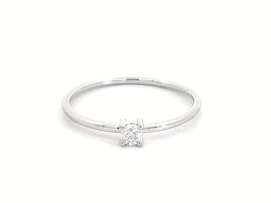 0.12 Carat Diamond Solitaire Ring in 18K Gold – Minimalist Engagement Ring for Women