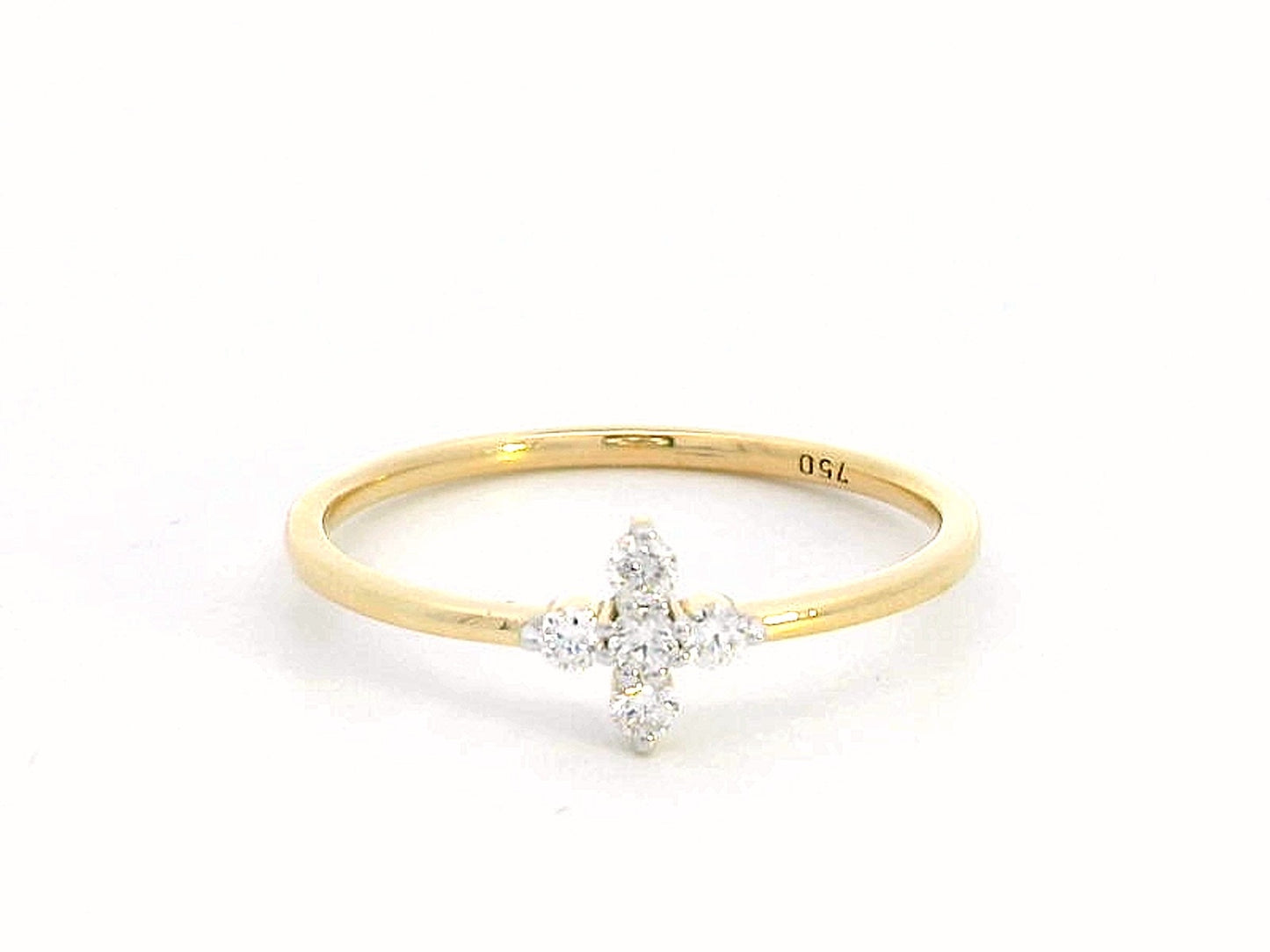 Minimalist 18K gold diamond cluster ring featuring a dainty 0.13ct floral-inspired design, perfect for stacking or daily wear.