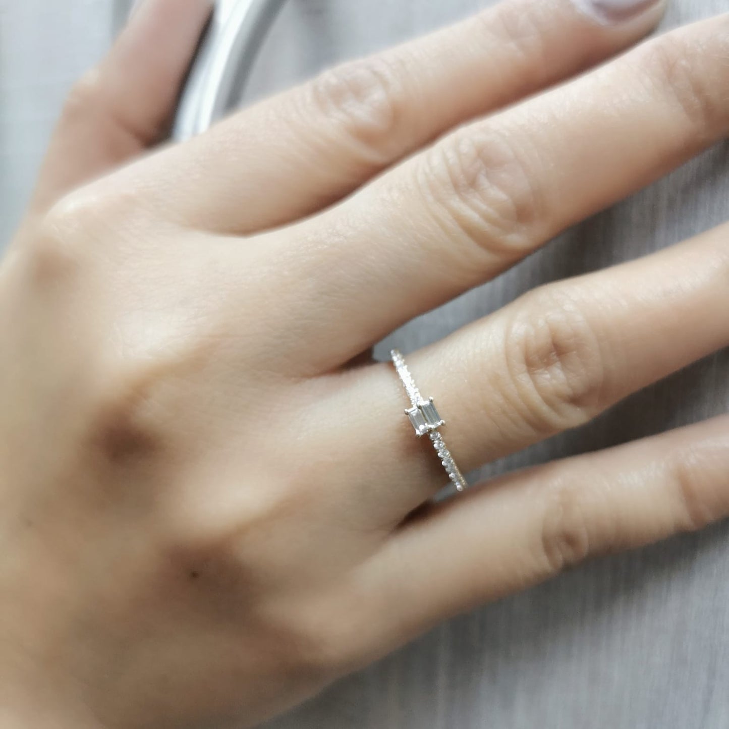 18K Yellow Gold Baguette Diamond Ring with 0.24 Carat Total Diamond Weight – Minimalist Design