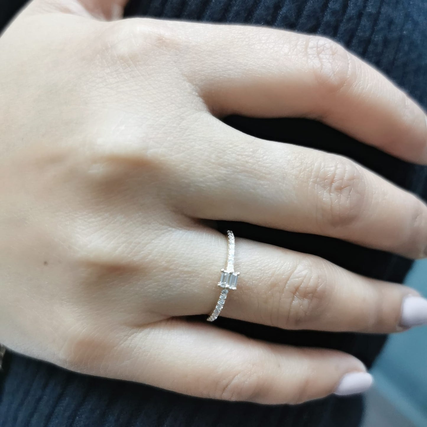 18K Yellow Gold Baguette Diamond Ring with 0.24 Carat Total Diamond Weight – Minimalist Design