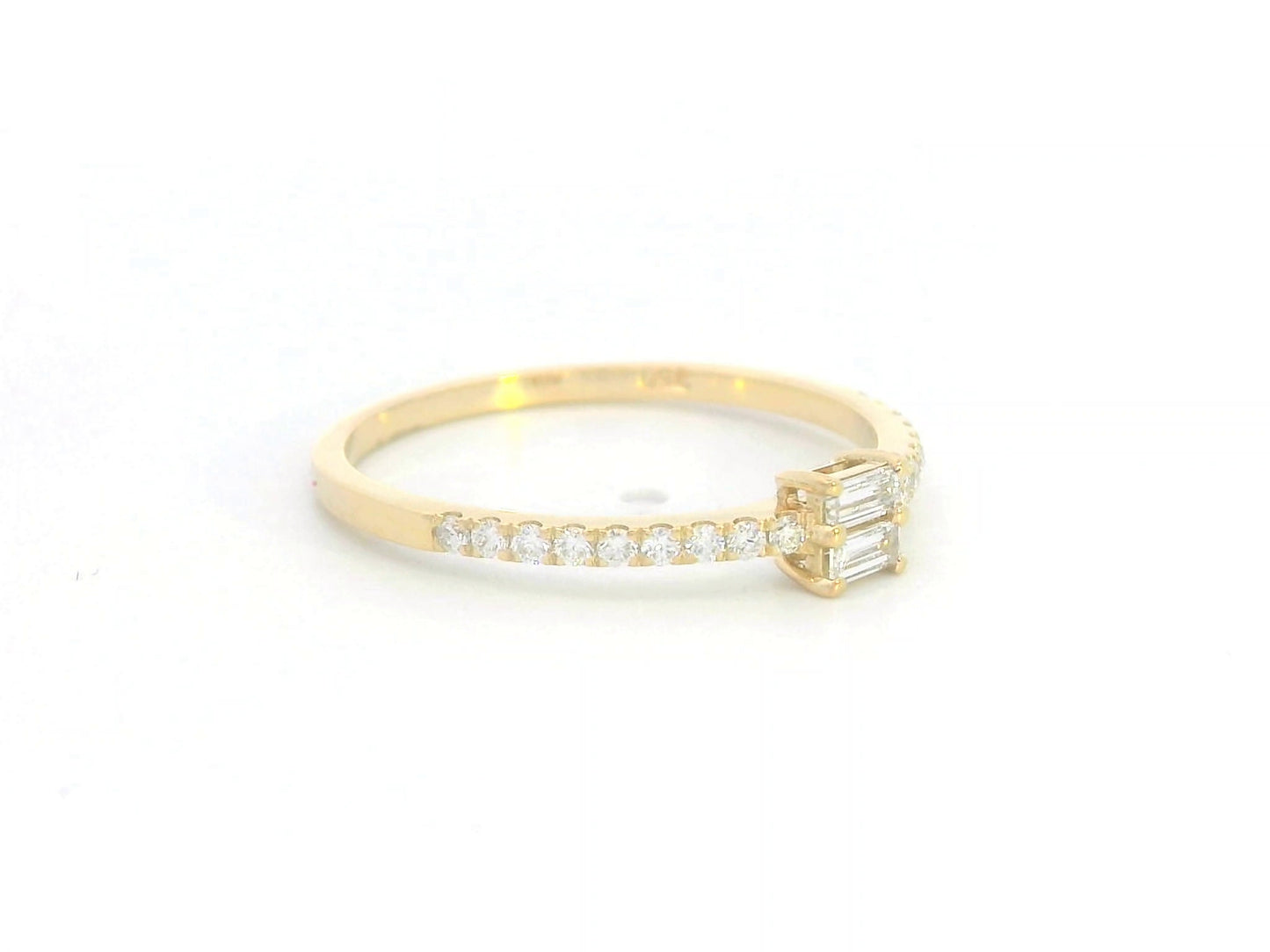 18K Yellow Gold Baguette Diamond Ring with 0.24 Carat Total Diamond Weight – Minimalist Design