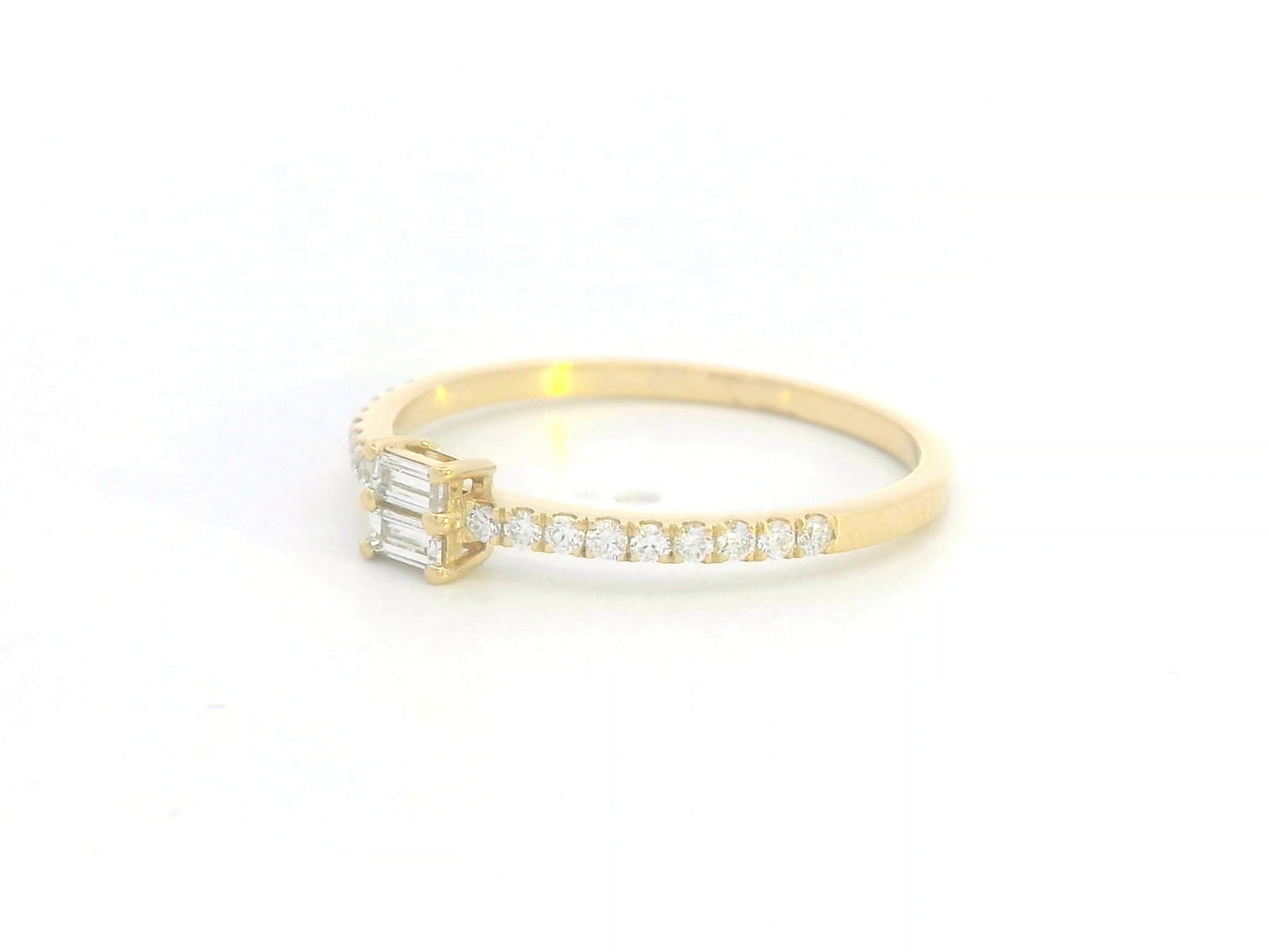 18K Yellow Gold Baguette Diamond Ring with 0.24 Carat Total Diamond Weight – Minimalist Design