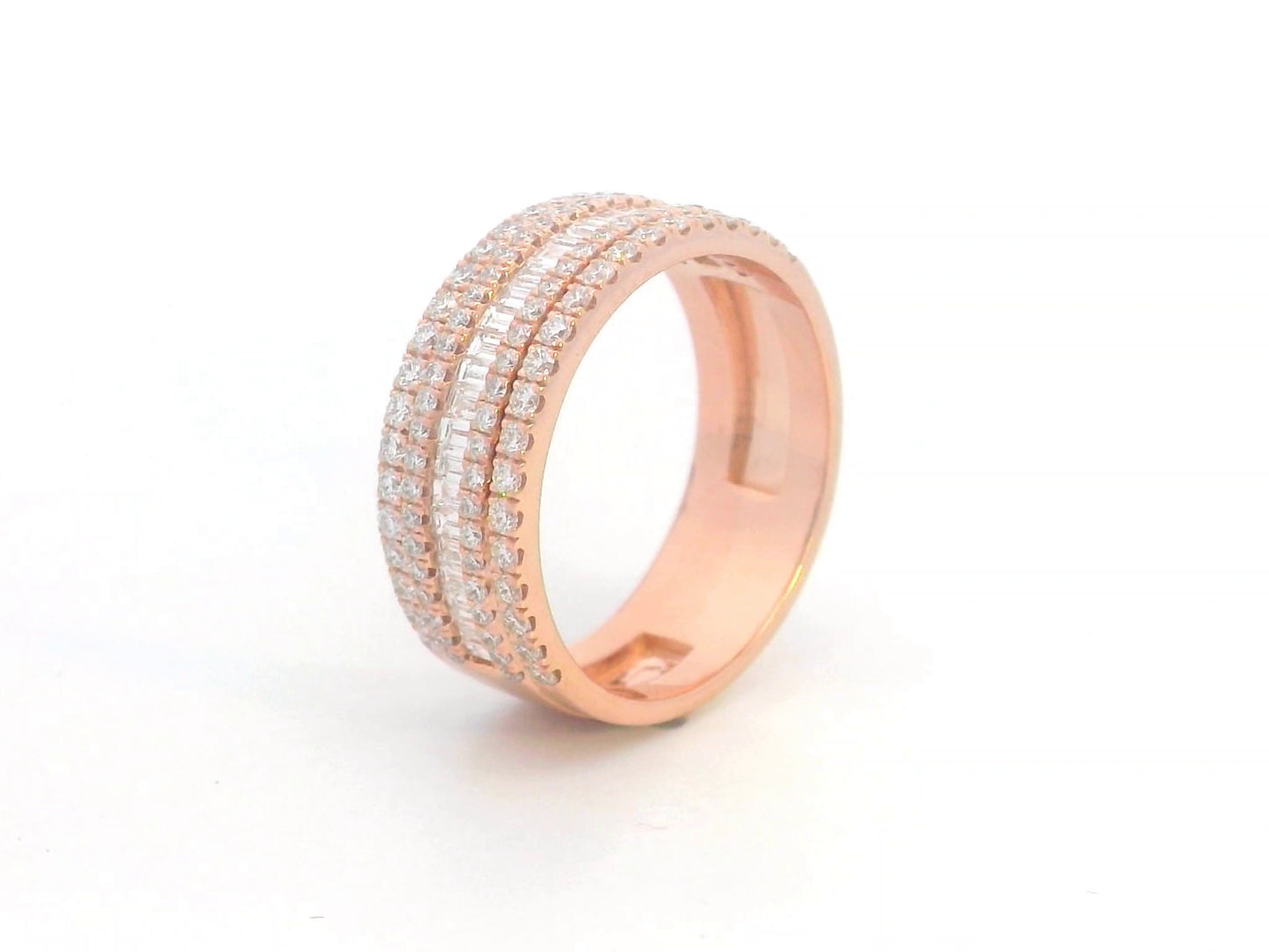 18K Rose Gold Multi-Row Diamond Band – 1.06ct Diamonds