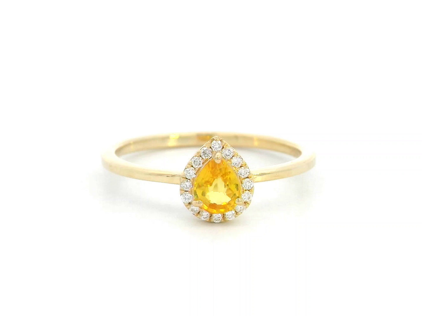18K Yellow Gold Pear Cut Yellow Sapphire Halo Ring with Diamond Halo – Minimalist Fine Jewelry