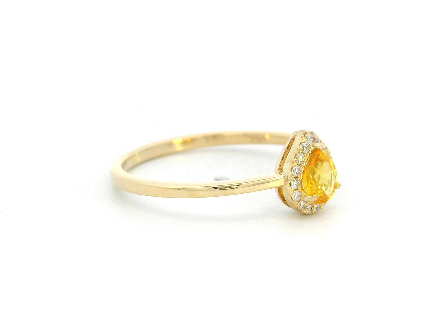 18K Yellow Gold Pear Cut Yellow Sapphire Halo Ring with Diamond Halo – Minimalist Fine Jewelry