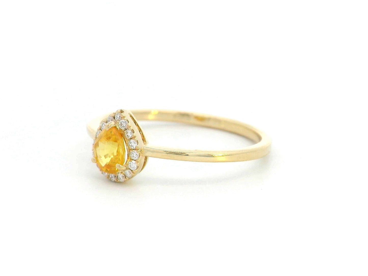 18K Yellow Gold Pear Cut Yellow Sapphire Halo Ring with Diamond Halo – Minimalist Fine Jewelry