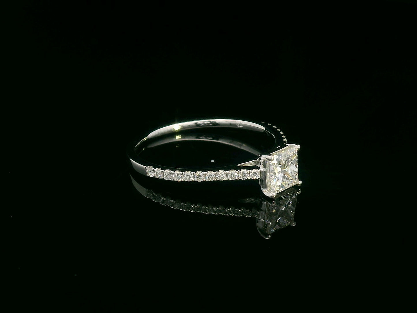 GIA Certified 18K Gold Princess Cut Diamond Engagement Ring with Pavé Accent Diamonds