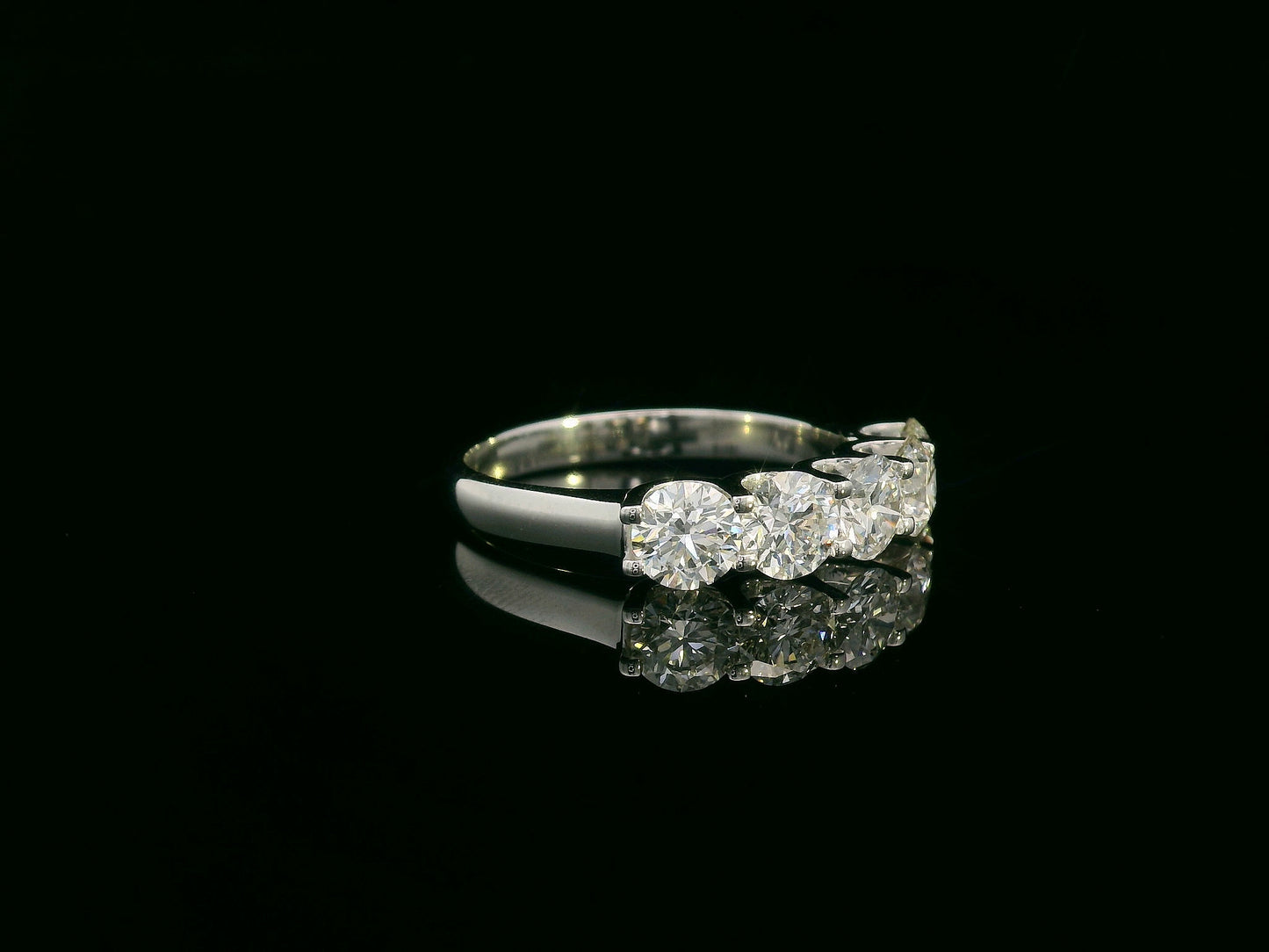 18K white gold five-stone diamond ring with 2.03ct round brilliant-cut diamonds